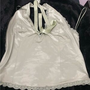 Kimchi Blue Satin Lace Chemise in Soft Green